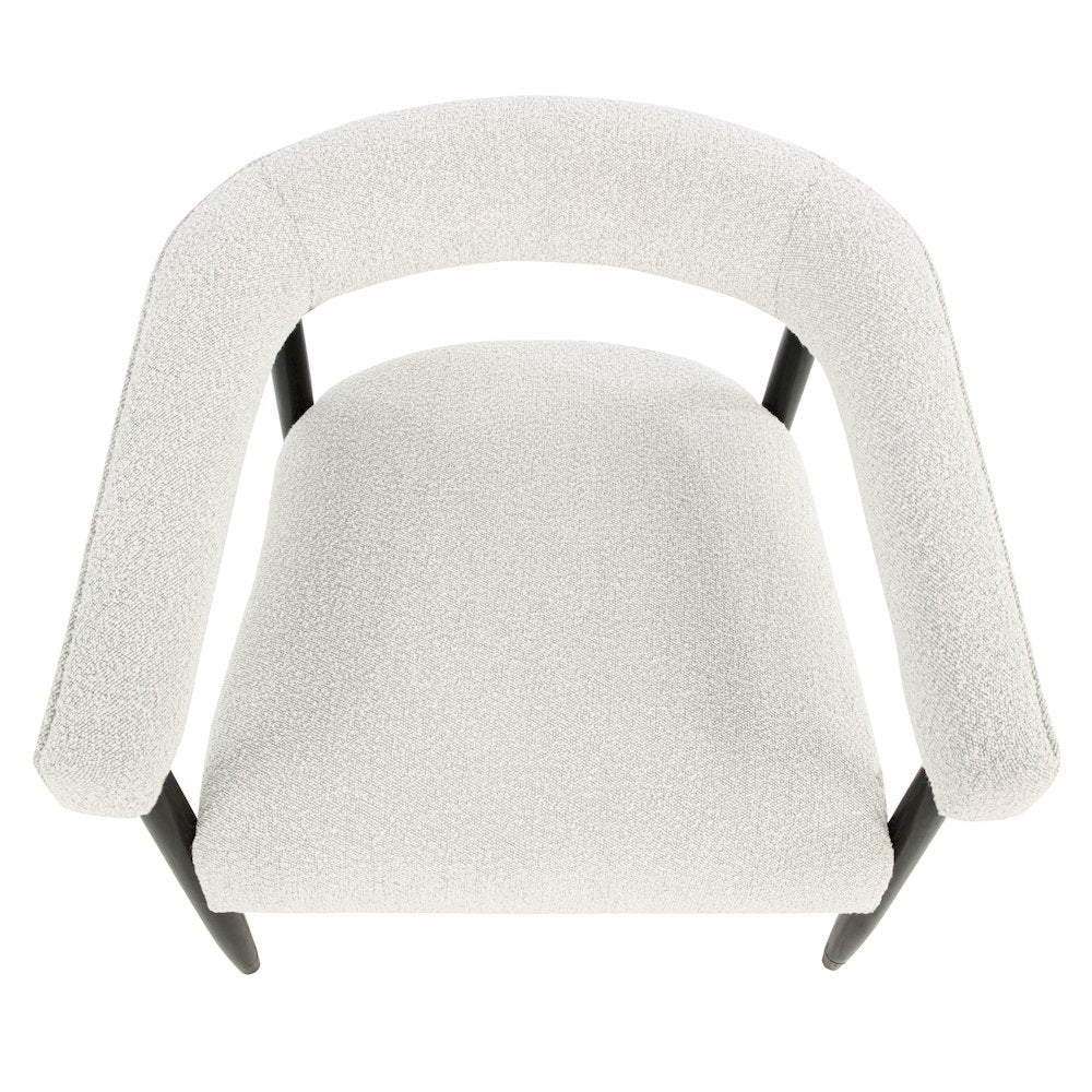 Quinn Arm Chair in Ivory Boucle with Space Black Wood Frame