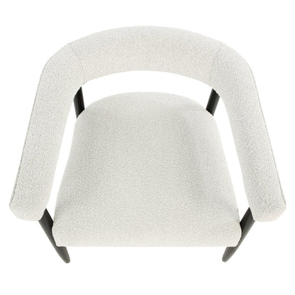 Quinn Arm Chair in Ivory Boucle with Space Black Wood Frame