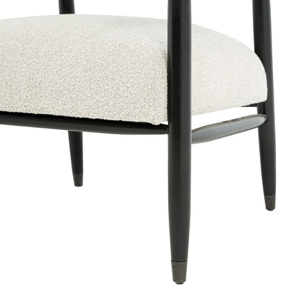 Quinn Arm Chair in Ivory Boucle with Space Black Wood Frame