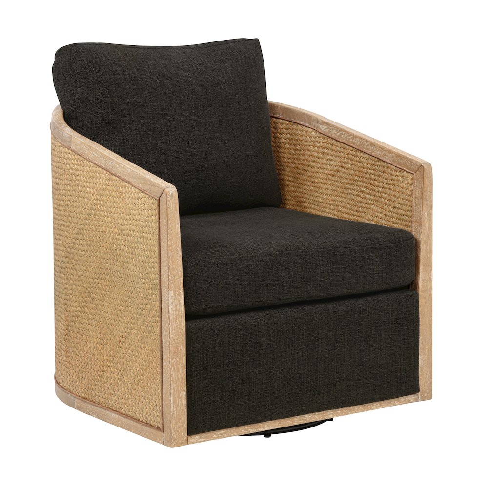Keegan Rattan Swivel Chair in Ebony