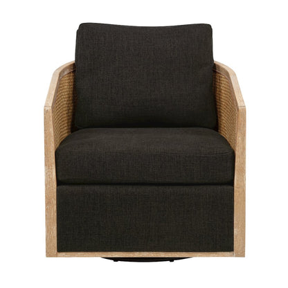 Keegan Rattan Swivel Chair in Ebony