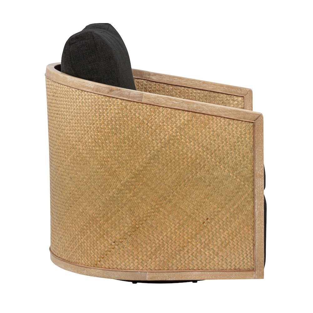Keegan Rattan Swivel Chair in Ebony