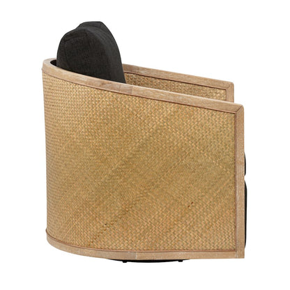 Keegan Rattan Swivel Chair in Ebony