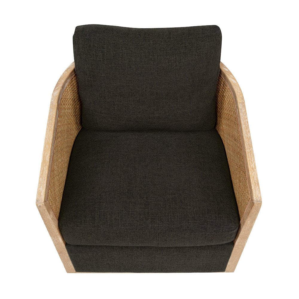 Keegan Rattan Swivel Chair in Ebony