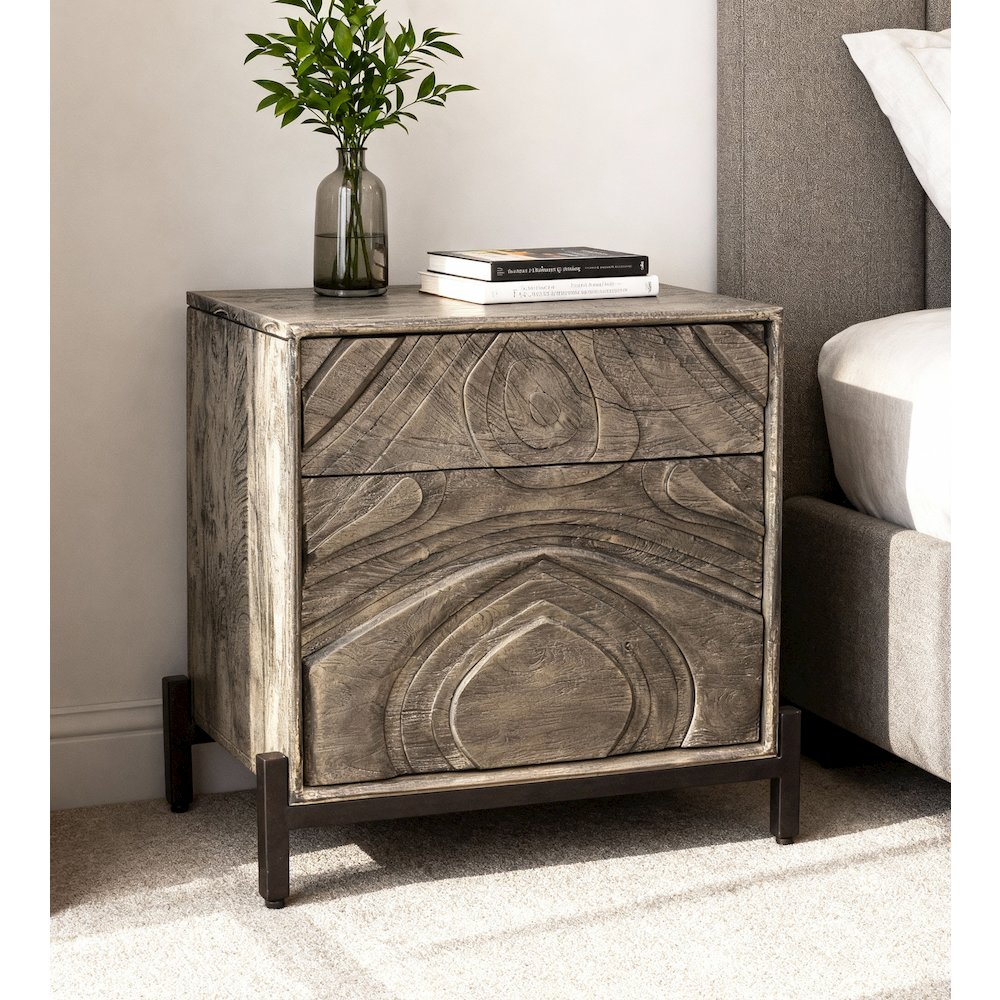 Bristol 2-Drawer Nightstand - Smoked Ash