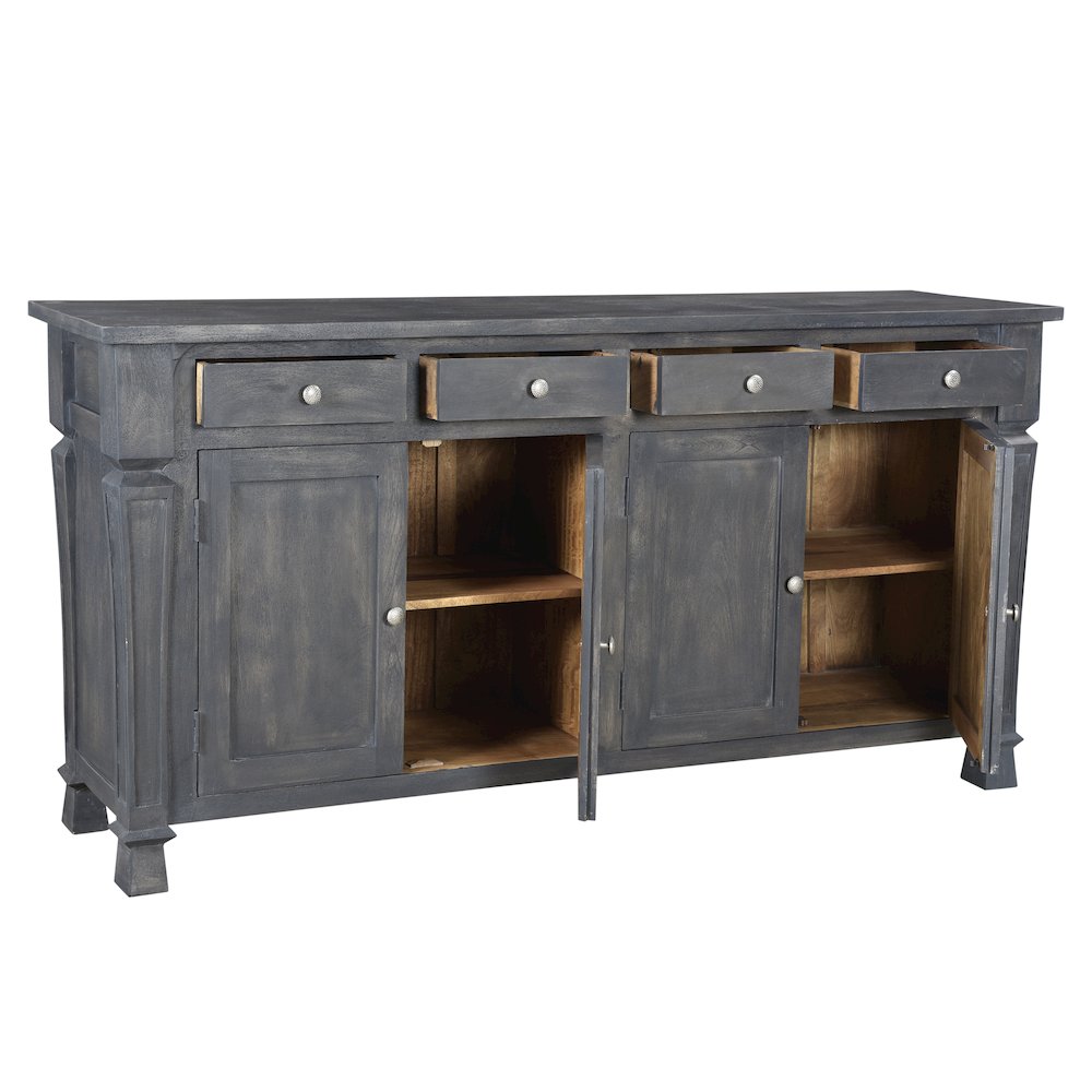 Carmenita 4-Door 4-Drawer Sideboard in Dark Gray