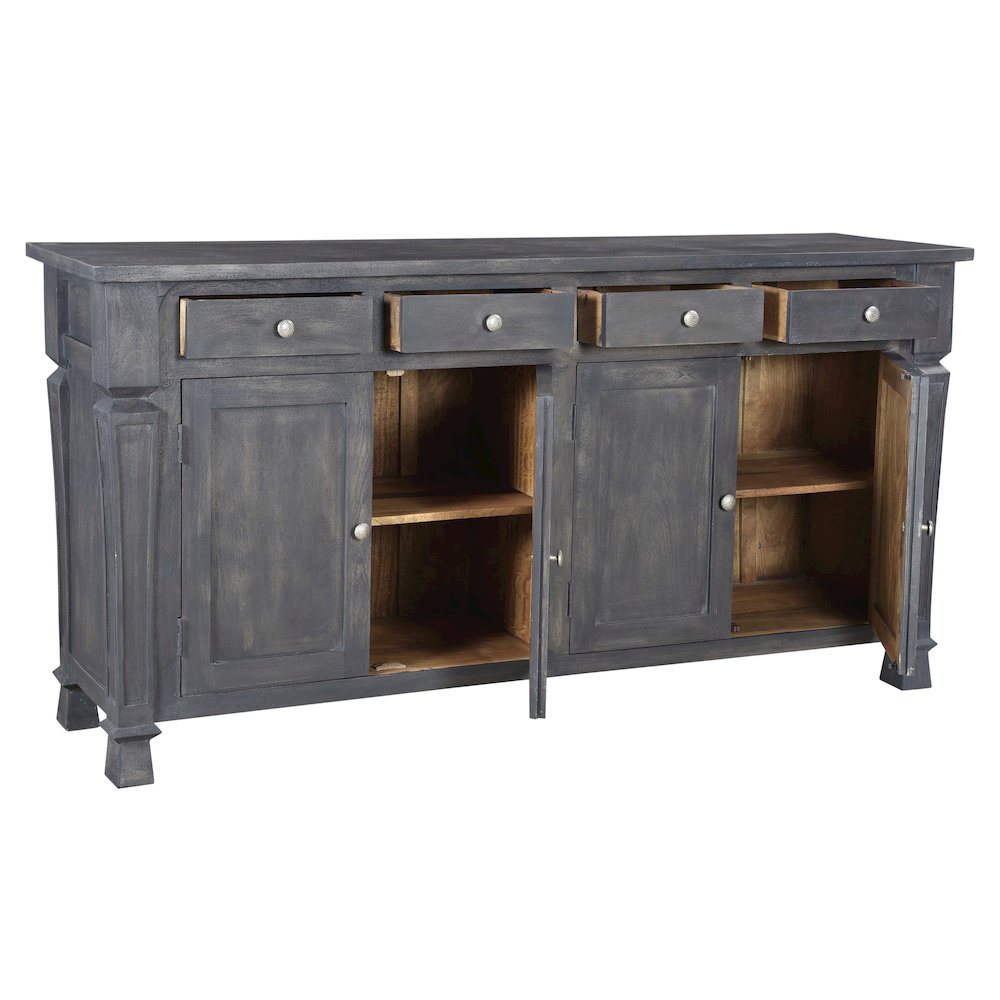 Carmenita 4-Door 4-Drawer Sideboard in Dark Gray