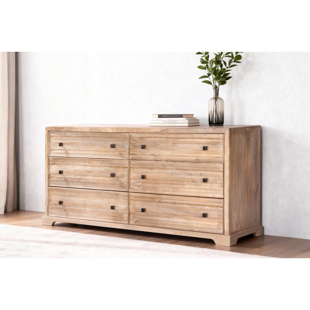 Carmenita 6-Drawer Dresser in Rustic Light Brown