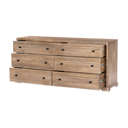 Carmenita 6-Drawer Dresser in Rustic Light Brown