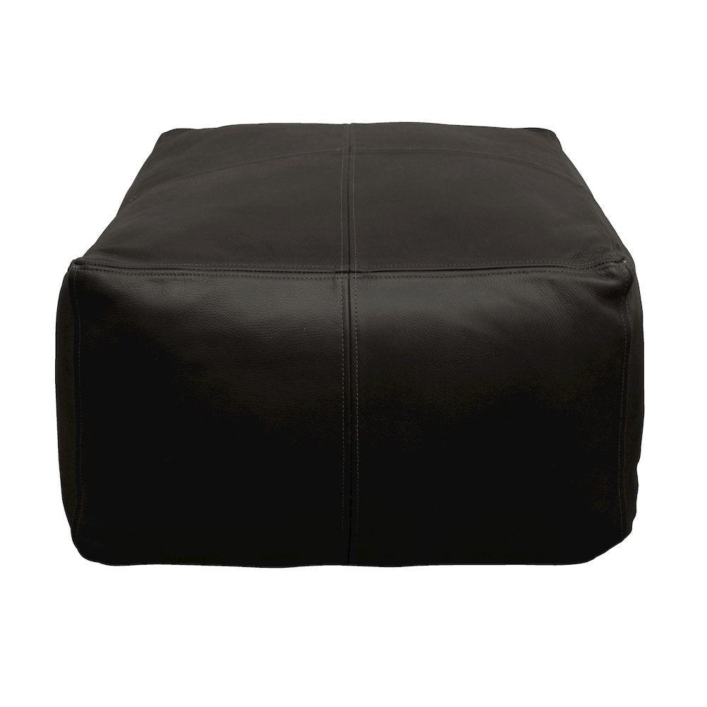 Mid-Century Java Leather Pouf in Antique Black