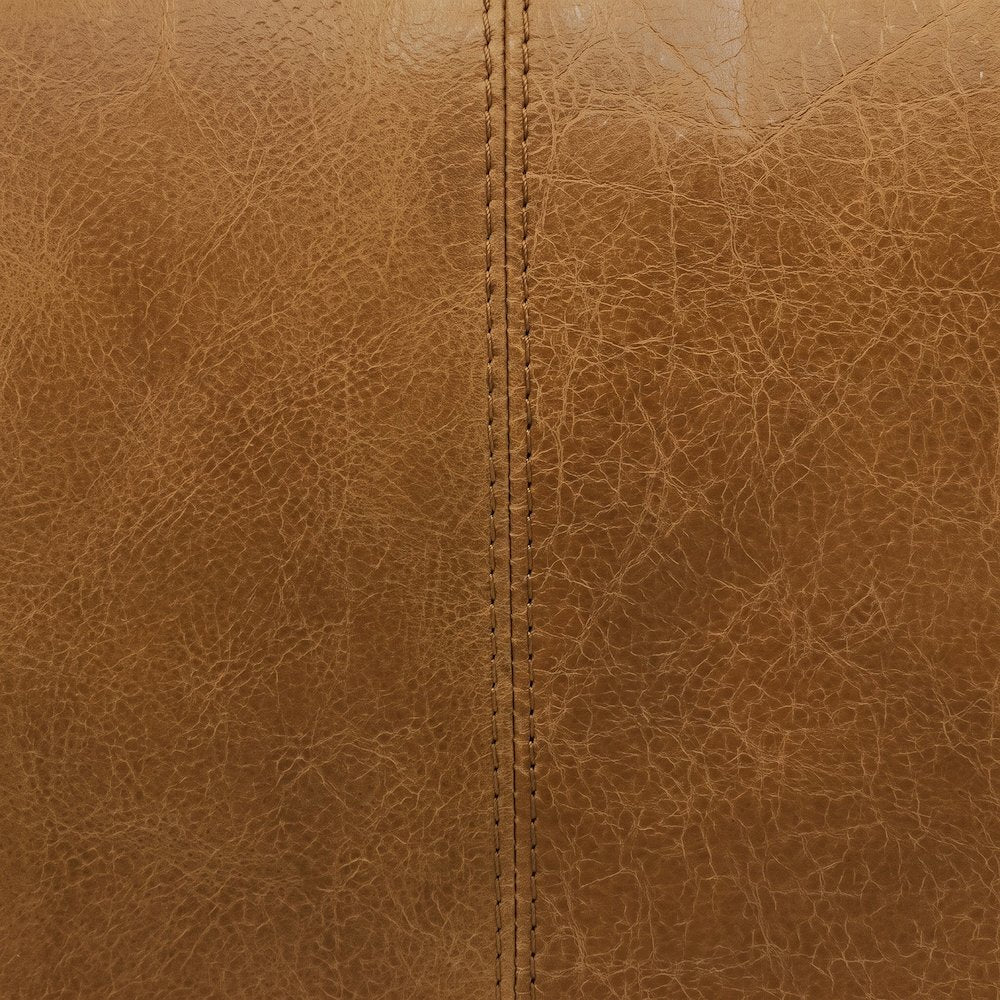 Starlight Canyon Home Leather Pouf with Mid-Century Style Design, Caramel