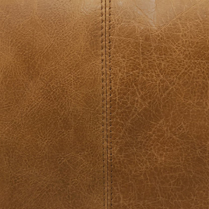 Starlight Canyon Home Leather Pouf with Mid-Century Style Design, Caramel