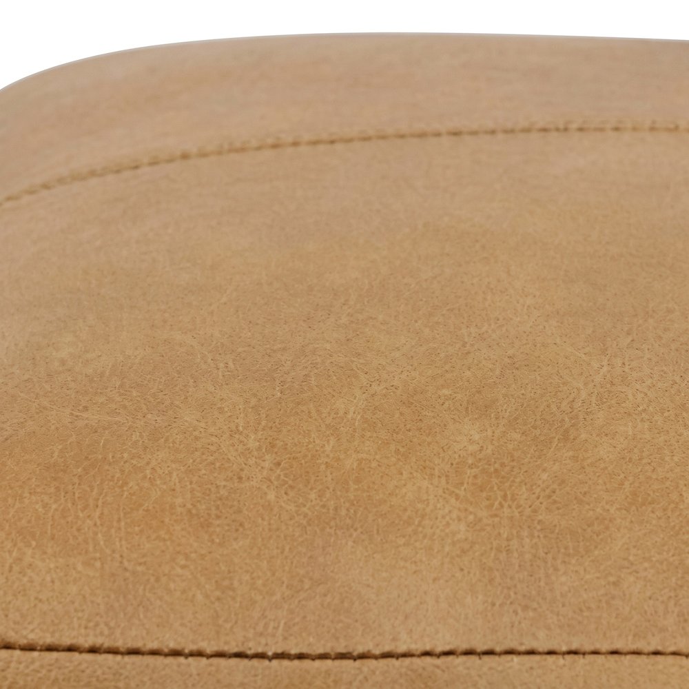 Starlight Canyon Home Leather Pouf with Mid-Century Style Design, Caramel