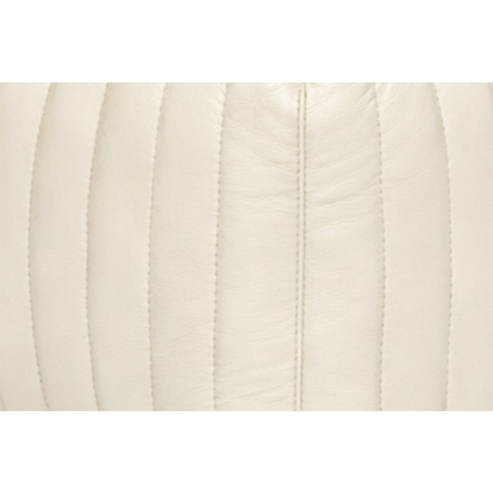 Brie Leather Pouf - Ivory