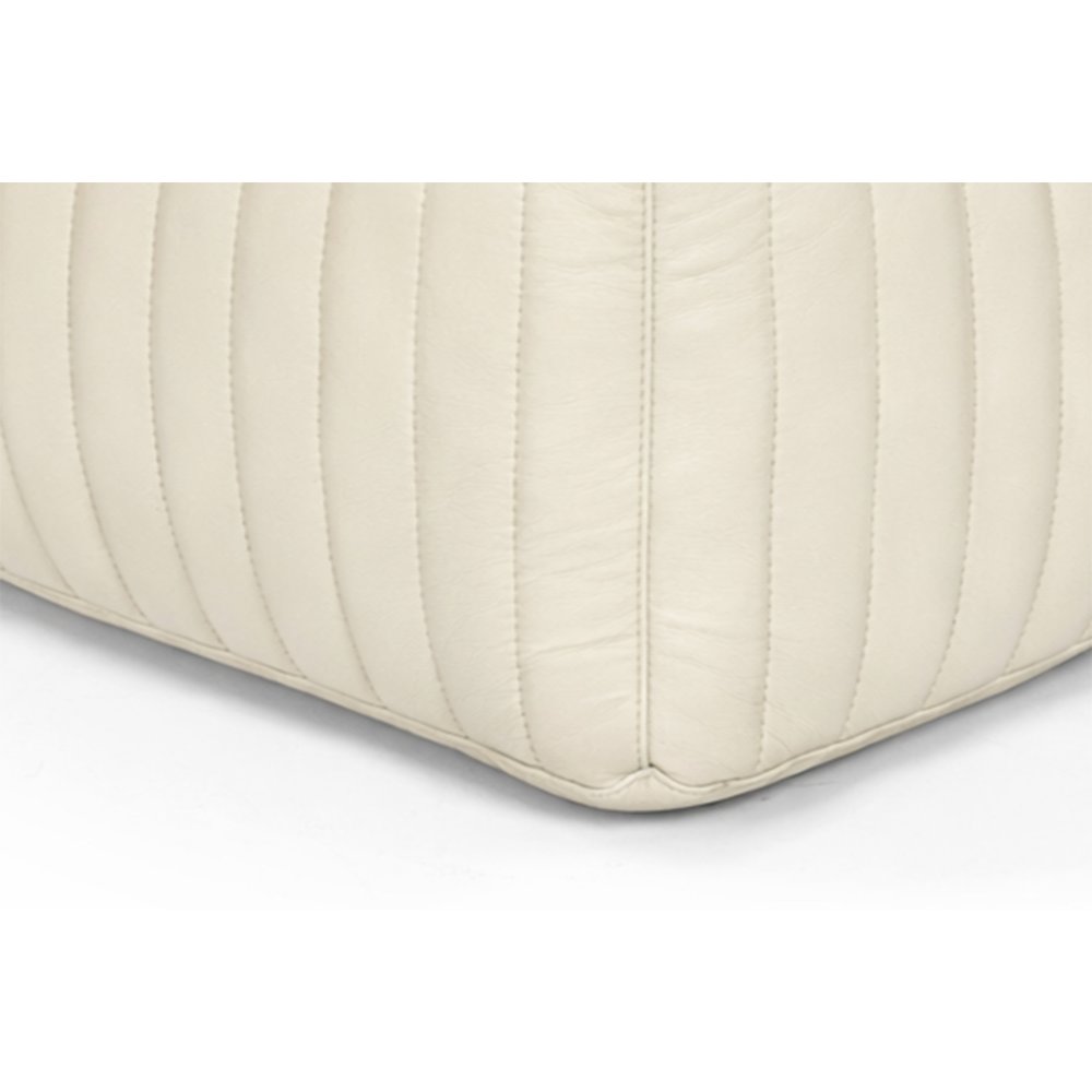 Brie Leather Pouf - Ivory