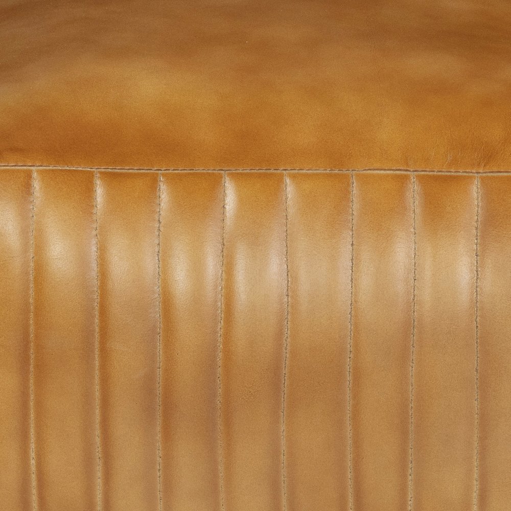 Brie Leather Pouf - Caramel