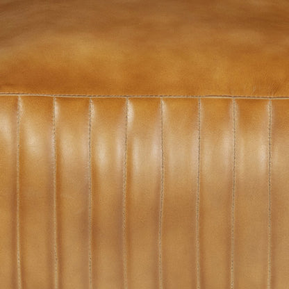 Brie Leather Pouf - Caramel