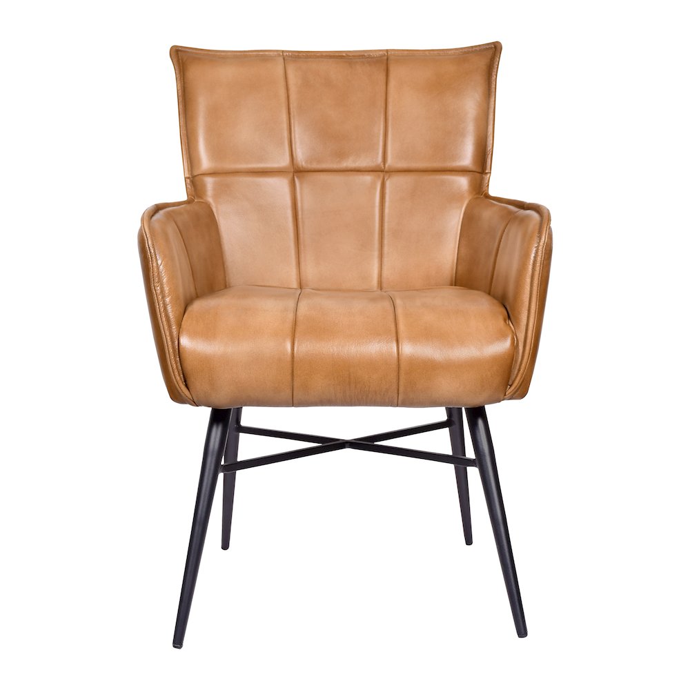 Gabriel Genuine Leather Arm Chair in Caramel