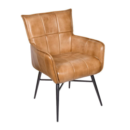 Gabriel Genuine Leather Arm Chair in Caramel
