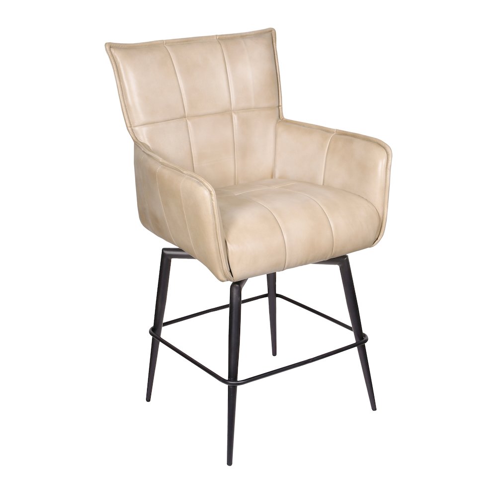 Gabriel Genuine Leather Counter Swivel Chair in Stone