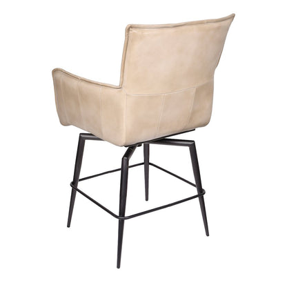 Gabriel Genuine Leather Counter Swivel Chair in Stone