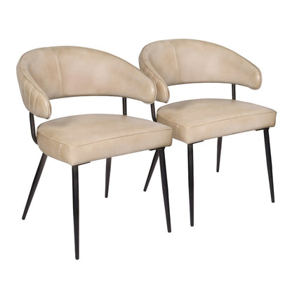 Barrett Genuine Leather Side Chair in Stone 2-Piece Set