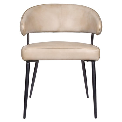 Barrett Genuine Leather Side Chair in Stone 2-Piece Set