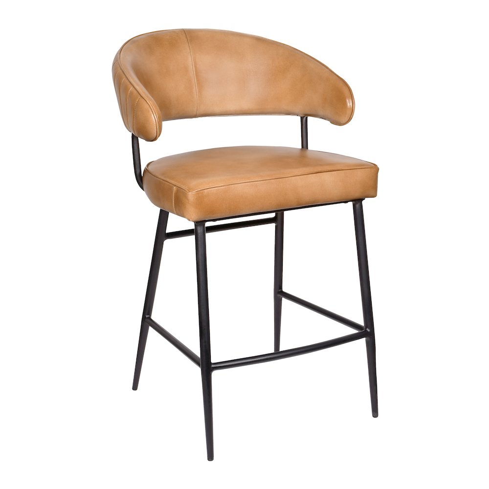 Barrett Genuine Leather Counter Chair in Caramel