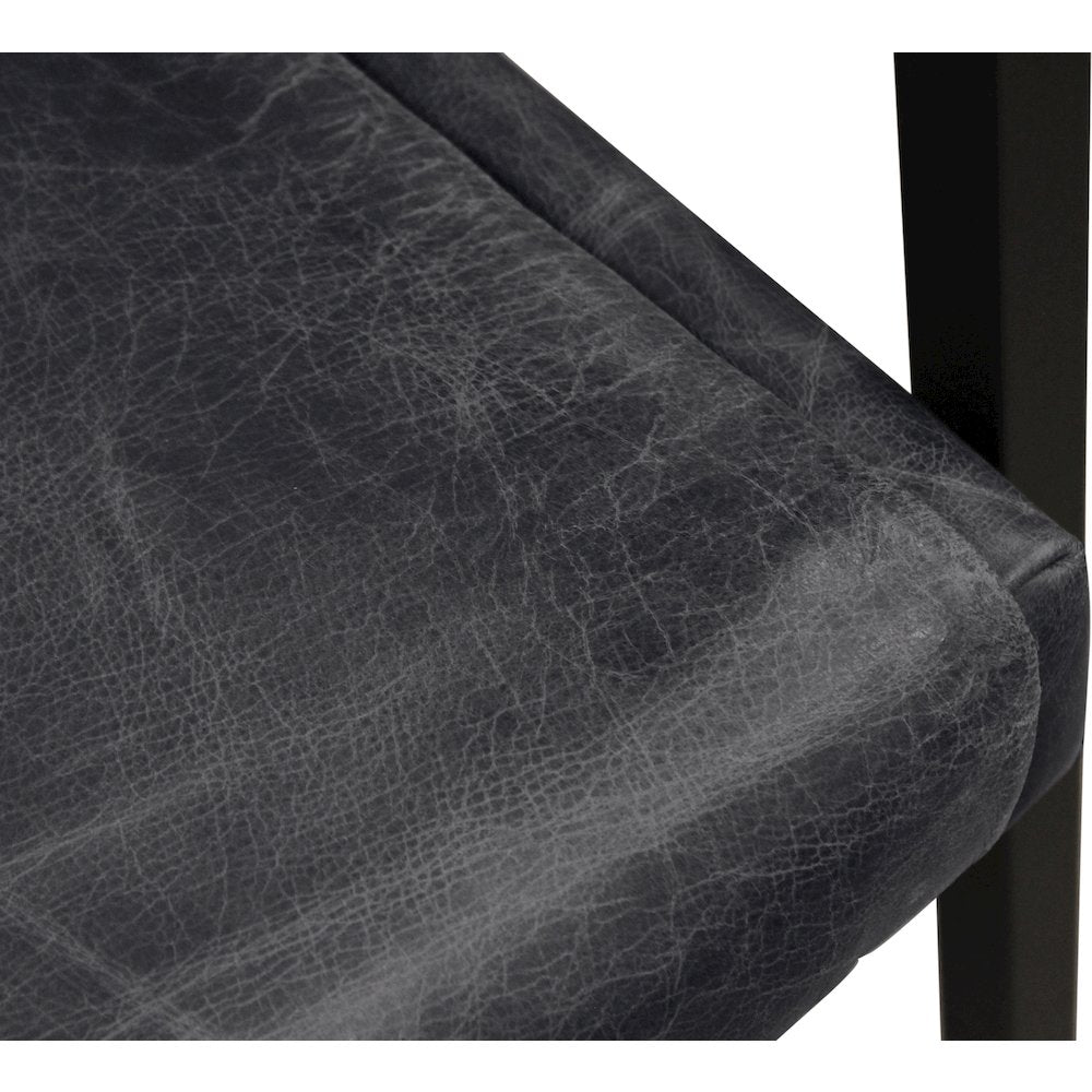 Wendy Arm Chair in Antique Black Leather 2-Piece Set