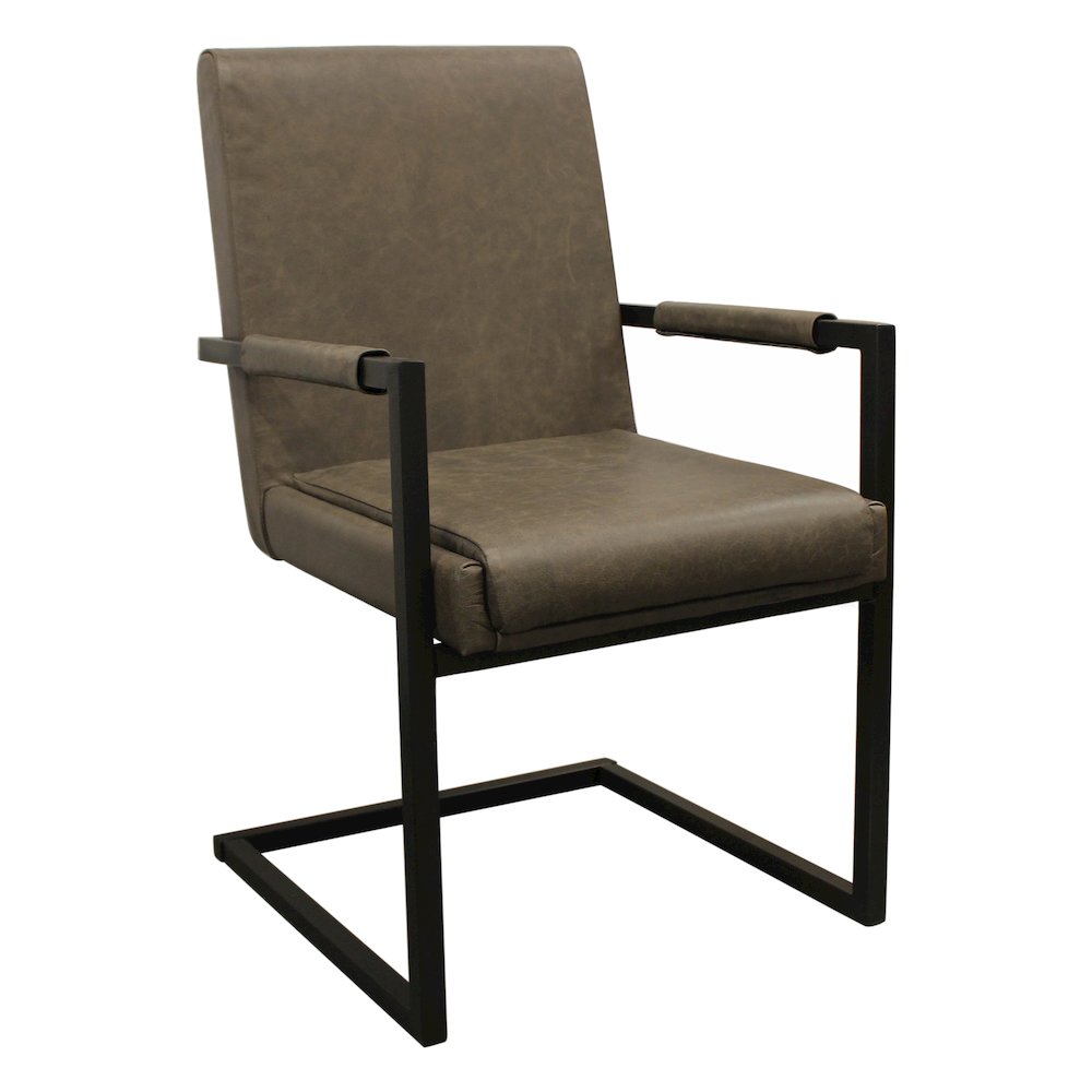 Wendy Arm Chair in Gray Leather 2-Piece Set