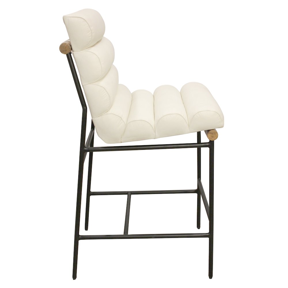 Layla Bar Stool in Ivory Leather