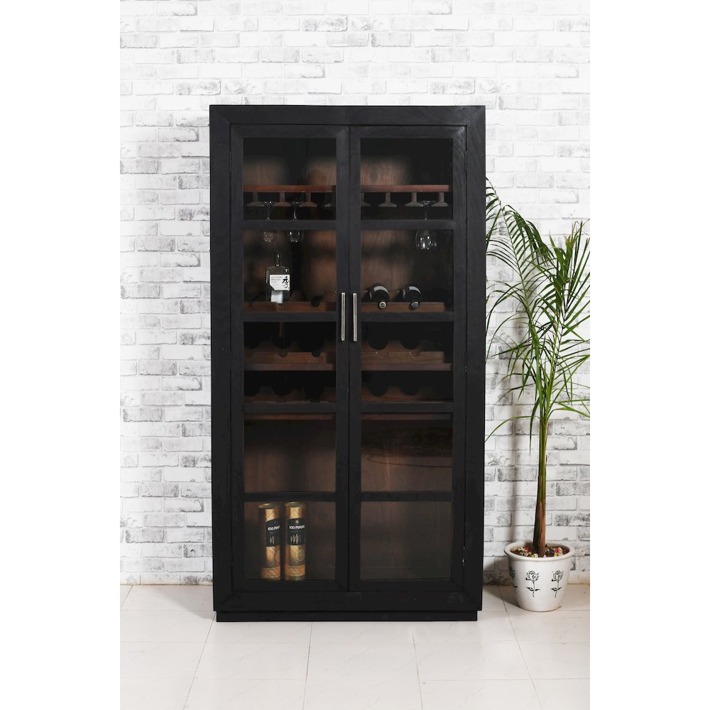 Fernious Tall Wine Cabinet in Dark Gray