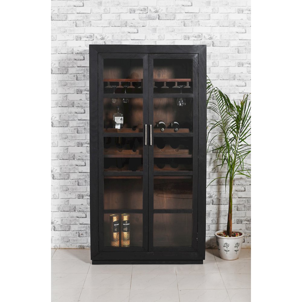 Fernious Tall Wine Cabinet in Dark Gray