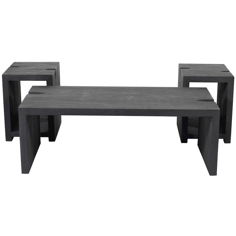 Argyle 3-Piece Cocktail Table Set in Graphite Black Reclaimed Wood