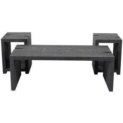 Argyle 3-Piece Cocktail Table Set in Graphite Black Reclaimed Wood