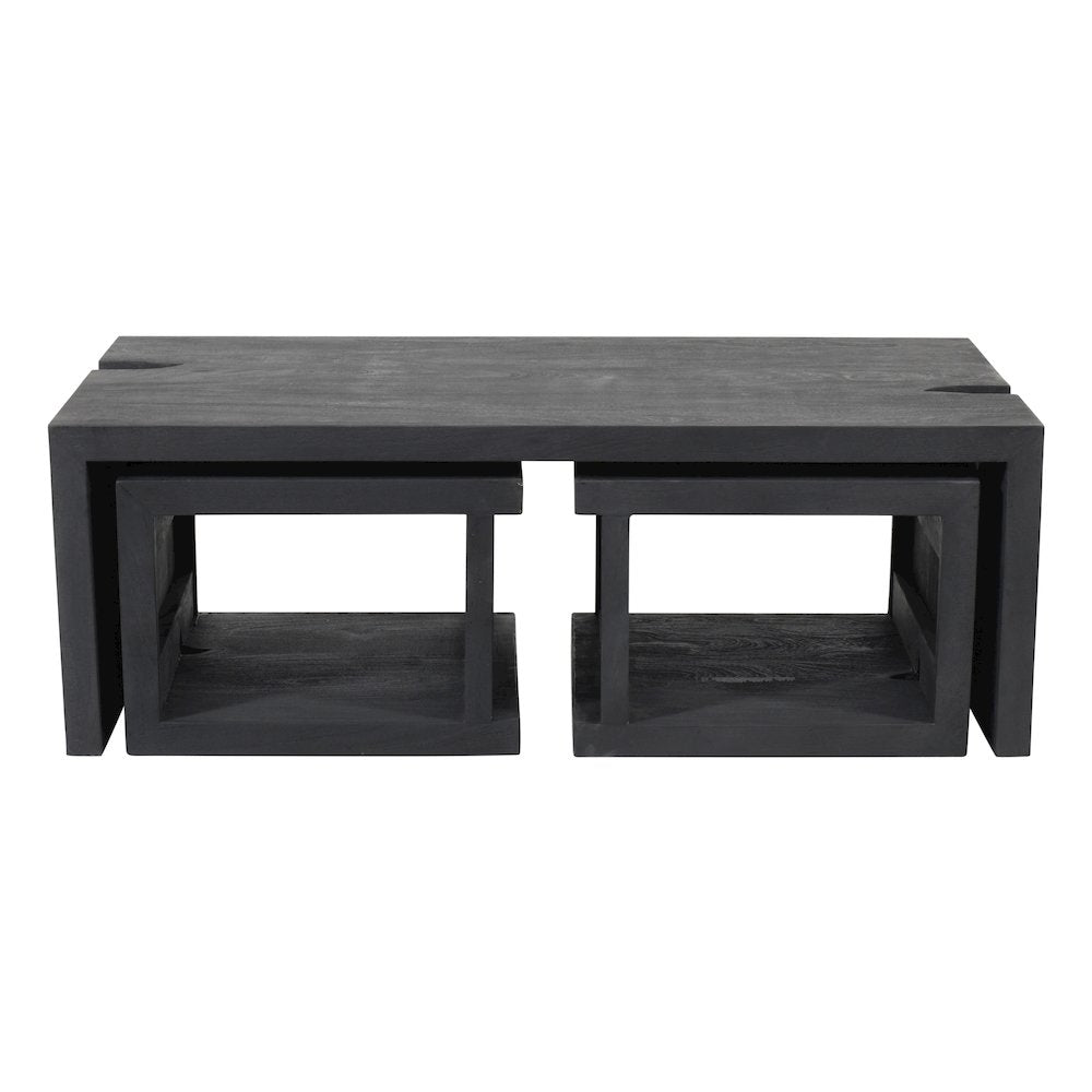 Argyle 3-Piece Cocktail Table Set in Graphite Black Reclaimed Wood