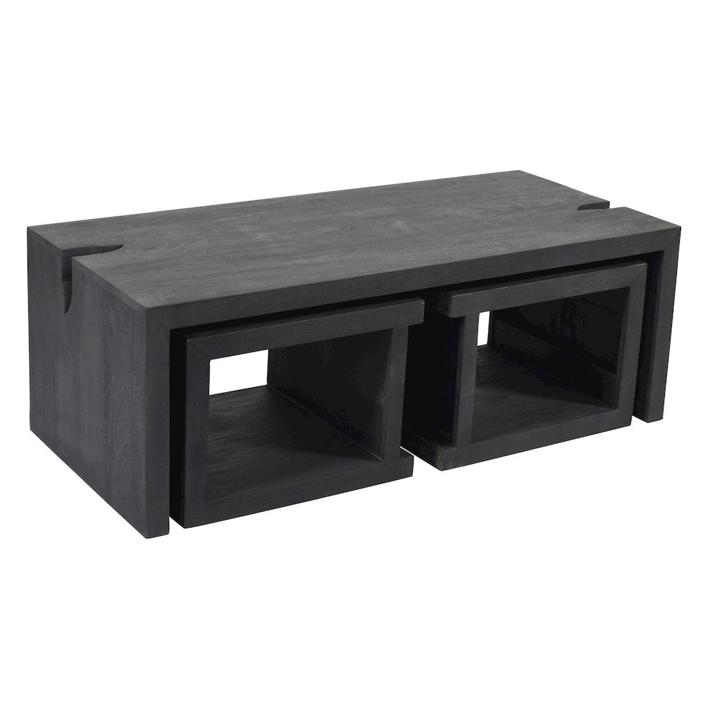 Argyle 3-Piece Cocktail Table Set in Graphite Black Reclaimed Wood