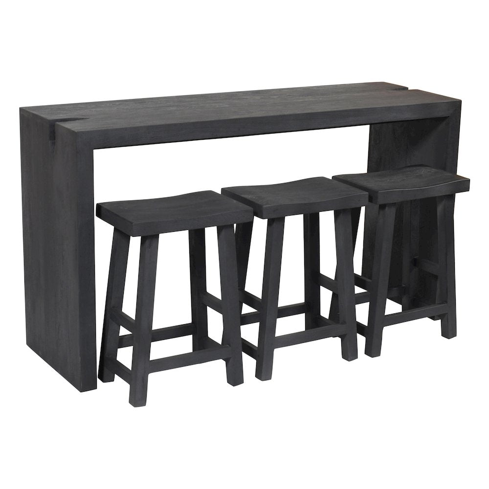 Argyle 4-Piece Counter Height Table Set in Graphite Black Reclaimed Wood
