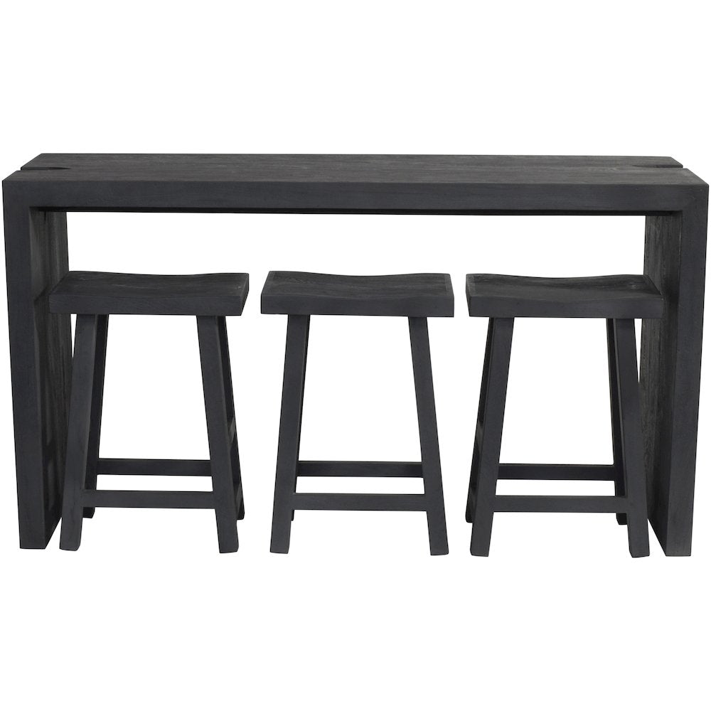 Argyle 4-Piece Counter Height Table Set in Graphite Black Reclaimed Wood