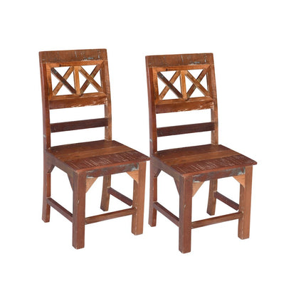 2-Piece Set: Trinidad Dining Chairs in Natural Finish on Reclaimed Wood