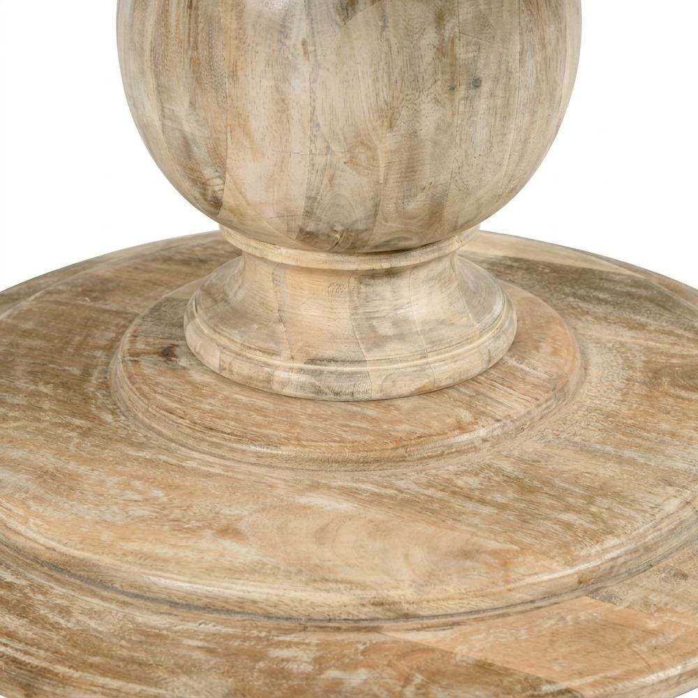 Solid Mango Wood Round Pedestal Dining Table, Small Kitchen, Natural