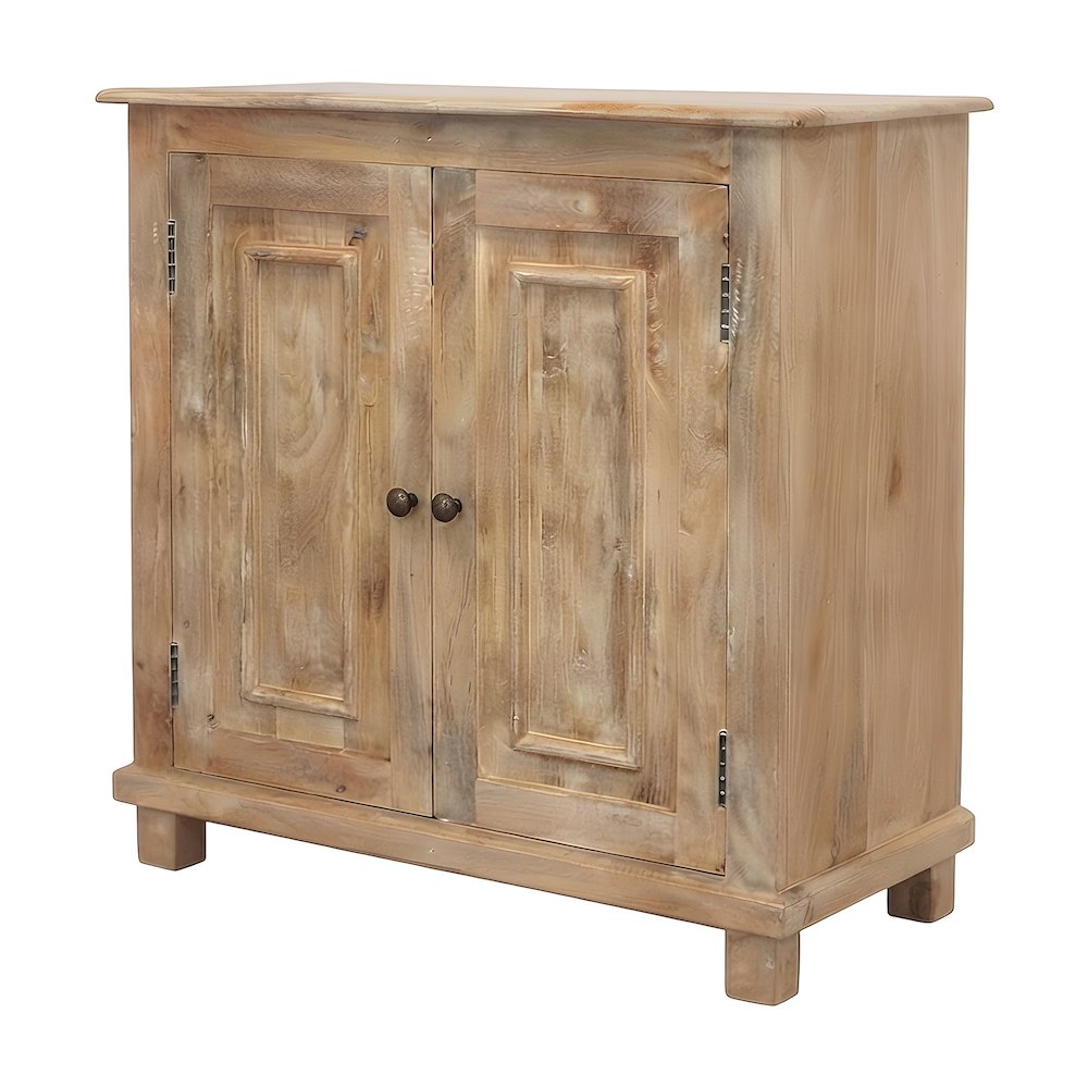 Solid Mango Wood Farmhouse Buffet Cabinet with 2-Door Storage Cabinet, Natural