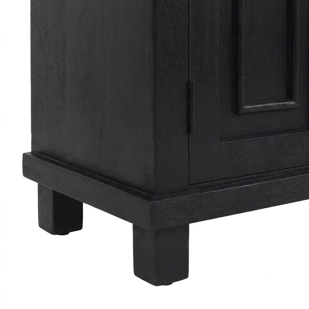 Solid Mango Wood Sideboard Buffet Cabinet with 4-Door Storage, Dark Charcoal