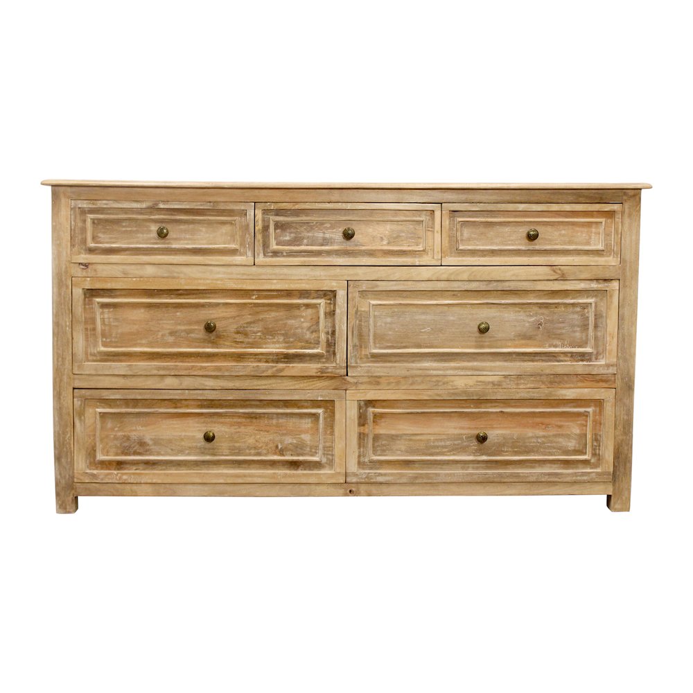 Jenna 7-Drawer Solid Wood Dresser in Natural Finish