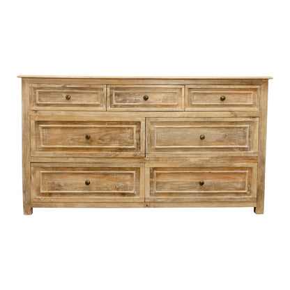Jenna 7-Drawer Solid Wood Dresser in Natural Finish
