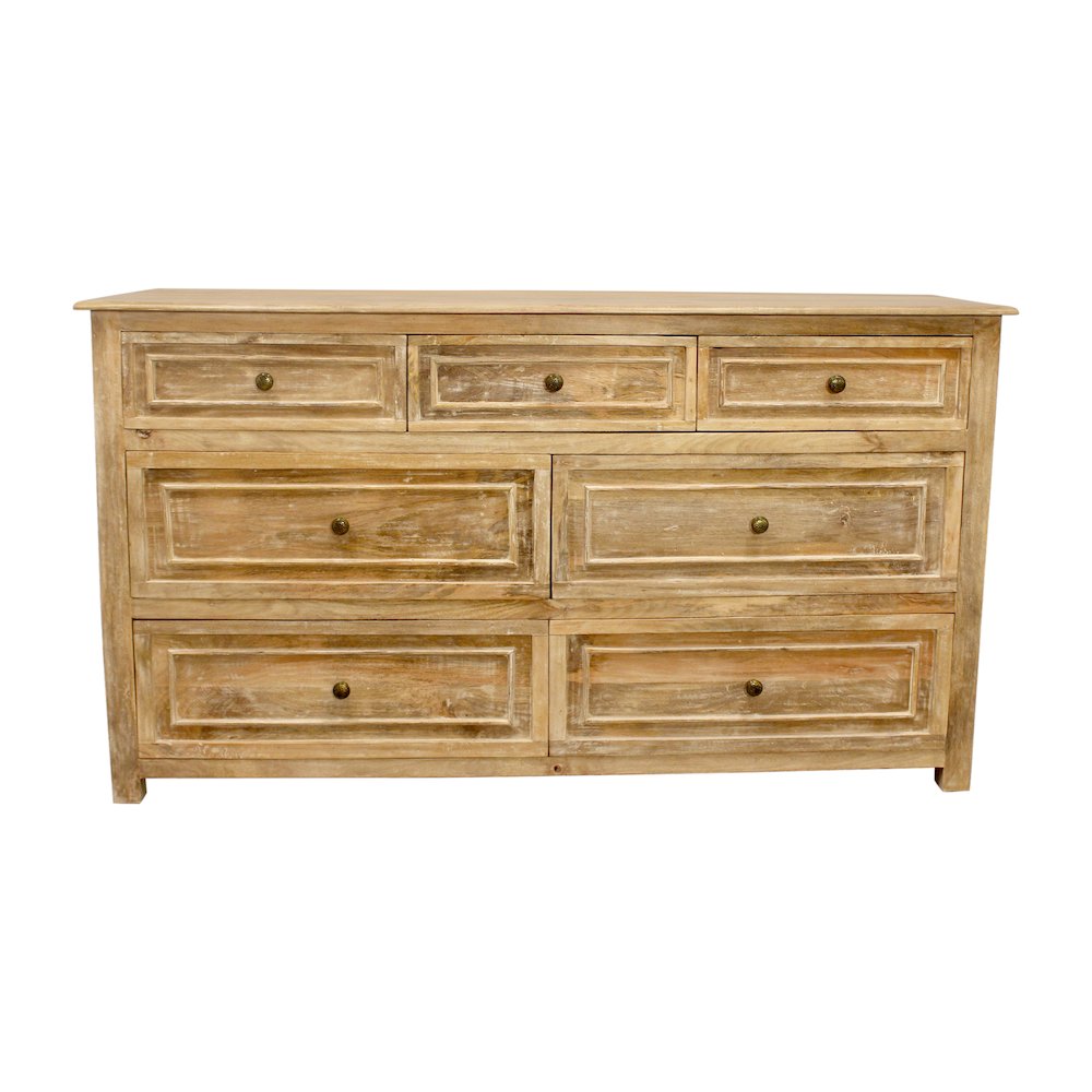 Jenna 7-Drawer Solid Wood Dresser in Natural Finish