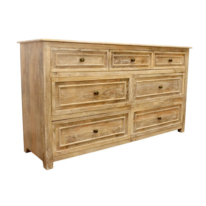 Jenna 7-Drawer Solid Wood Dresser in Natural Finish