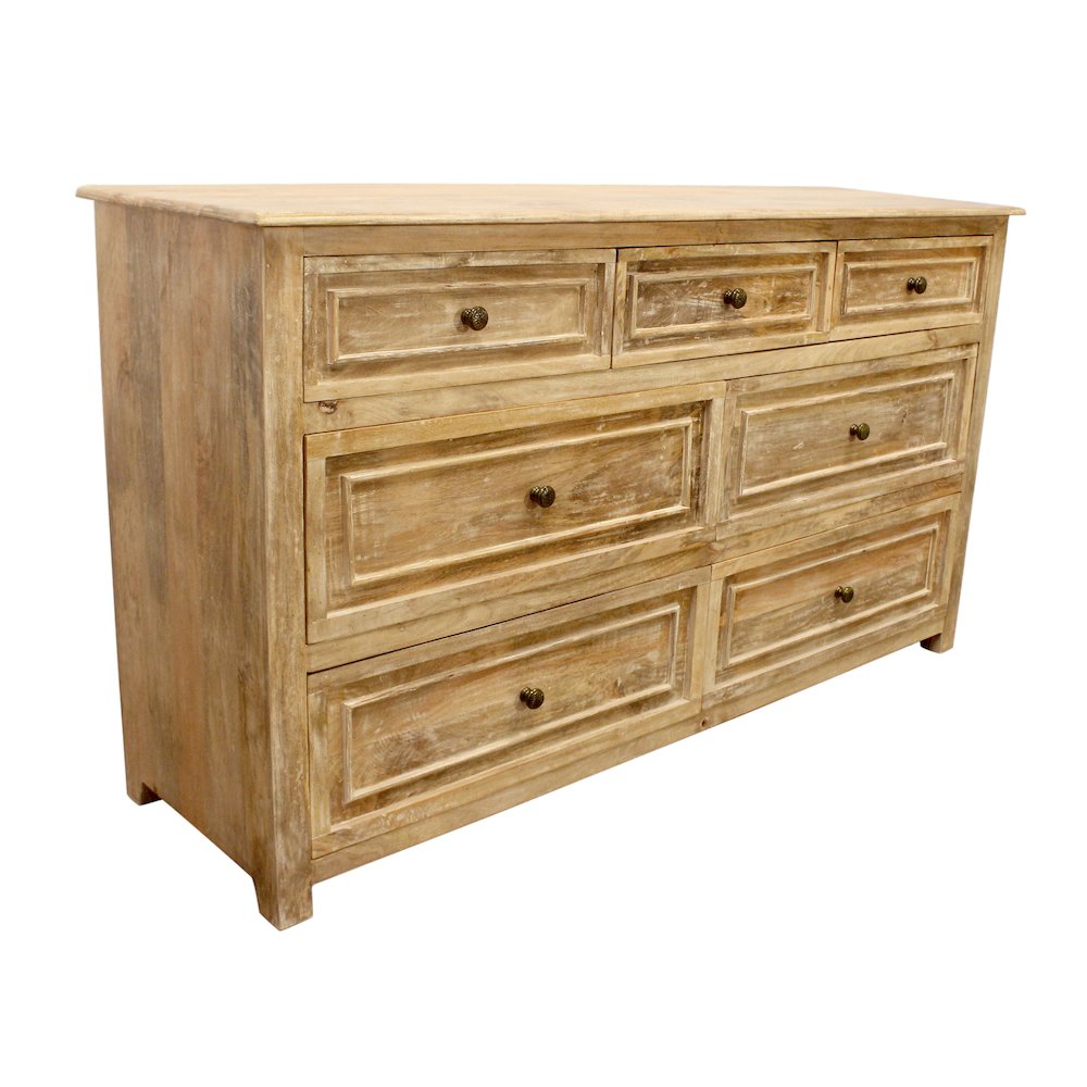 Jenna 7-Drawer Solid Wood Dresser in Natural Finish