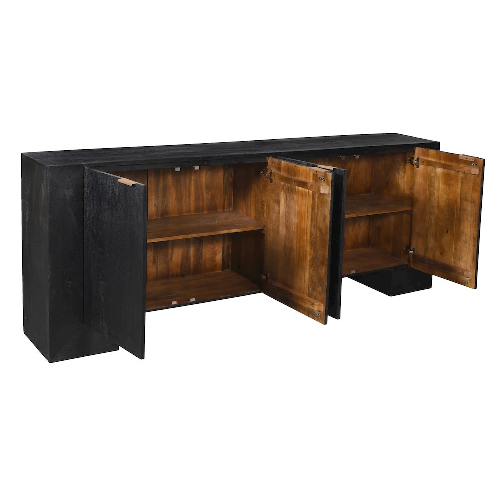 Goliath 4-Door Sideboard in Charcoal Gray on Solid Mango Wood