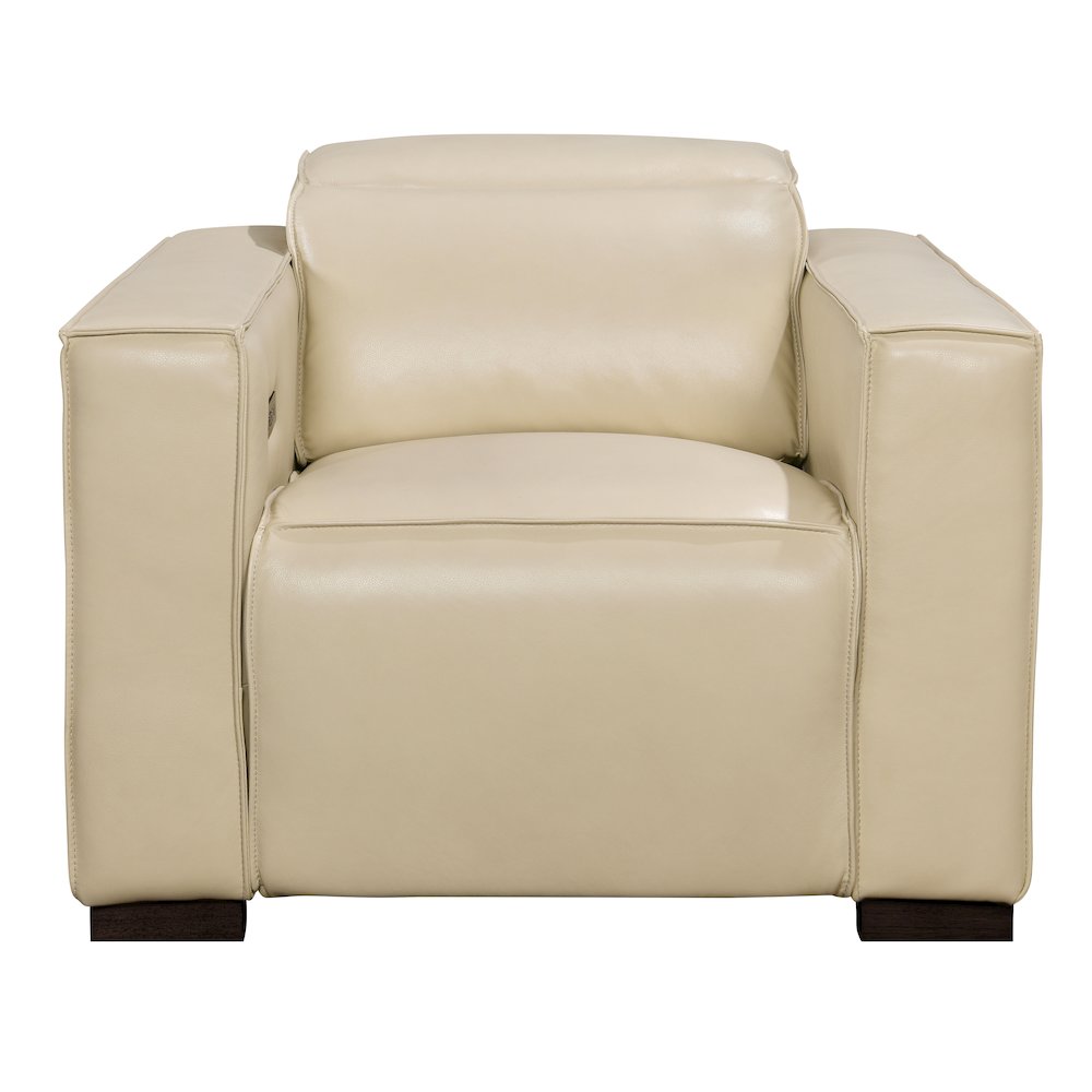 Riseholme Reclining Lounge Chair with Black Legs and Beige Full-Leather